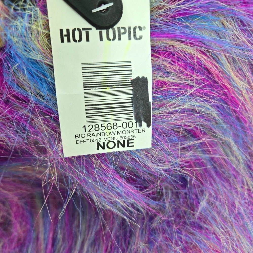 Vintage Hot Topic Big Rainbow Monster Shaggy Faux Fur Rave Hat NEW Mall Goth Y2K